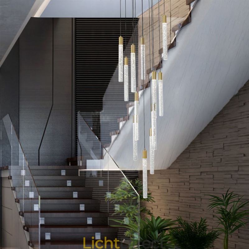 Hanglamp Koper Kristal Kolom Cluster Plafondlamp