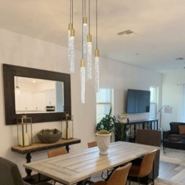 Hanglamp Koper Kristal Kolom Cluster Plafondlamp