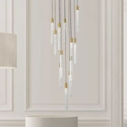 Hanglamp Koper Kristal Kolom Cluster Plafondlamp