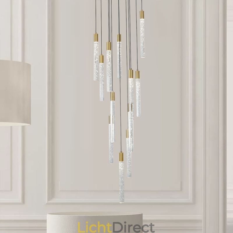 Hanglamp Koper Kristal Kolom Cluster Plafondlamp