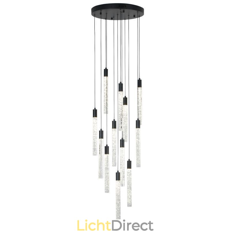 Hanglamp Zwarte Kristallen Kolom Cluster Plafondlamp