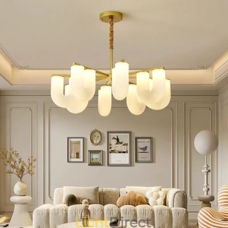 U-vormige kroonluchter Franse crèmekleurige hanglamp U-vormige kroonluchter Franse crèmekleurige hanglamp