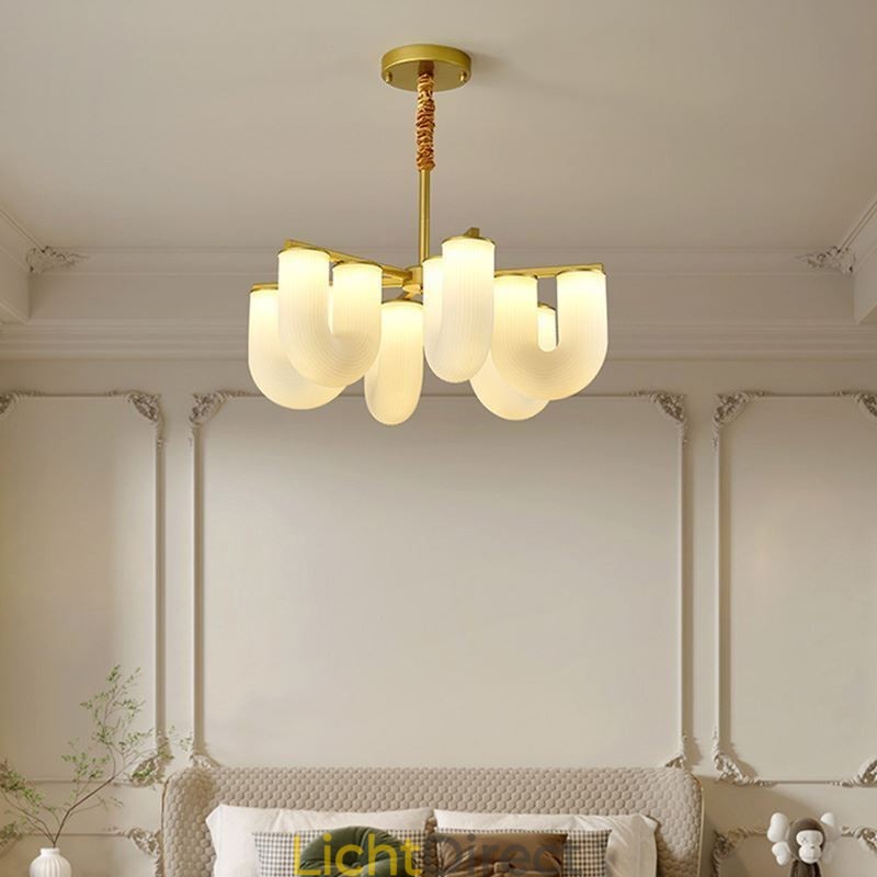 U-vormige kroonluchter Franse crèmekleurige hanglamp