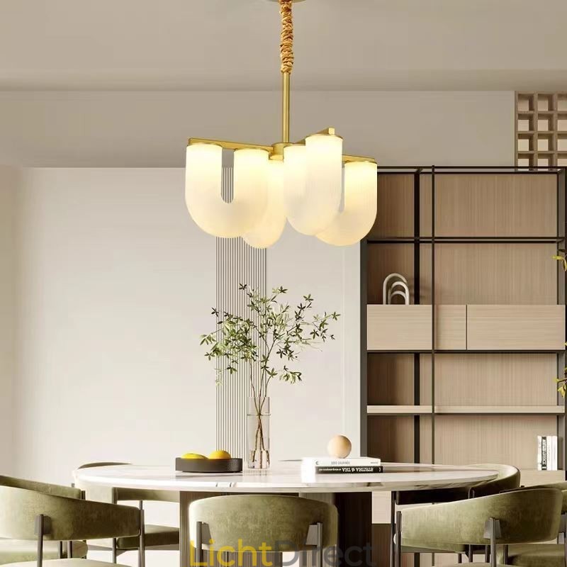 U-vormige kroonluchter Franse crèmekleurige hanglamp