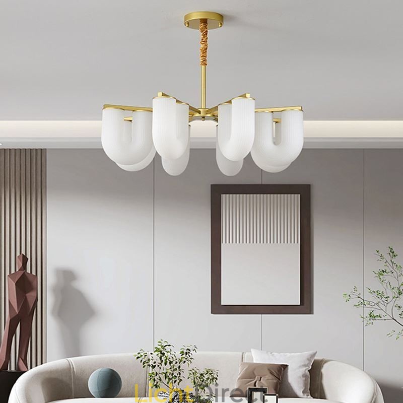 U-vormige kroonluchter Franse crèmekleurige hanglamp