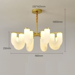 U-vormige kroonluchter Franse crèmekleurige hanglamp