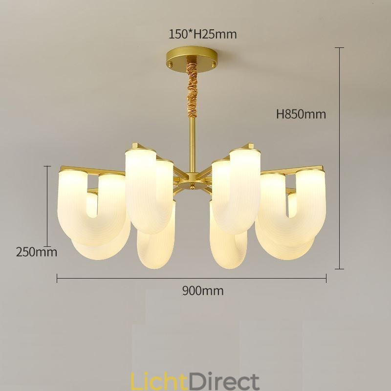 U-vormige kroonluchter Franse crèmekleurige hanglamp