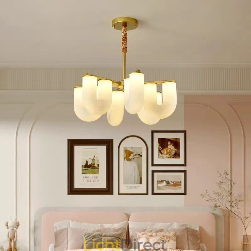U-vormige kroonluchter Franse crèmekleurige hanglamp