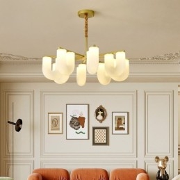 U-vormige kroonluchter Franse crèmekleurige hanglamp
