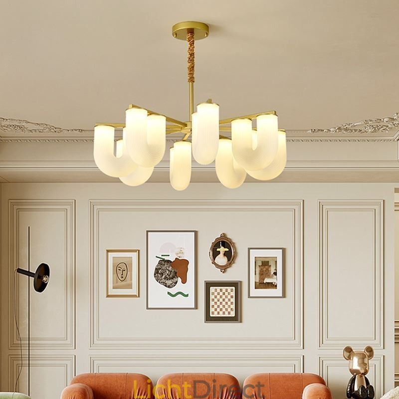 U-vormige kroonluchter Franse crèmekleurige hanglamp
