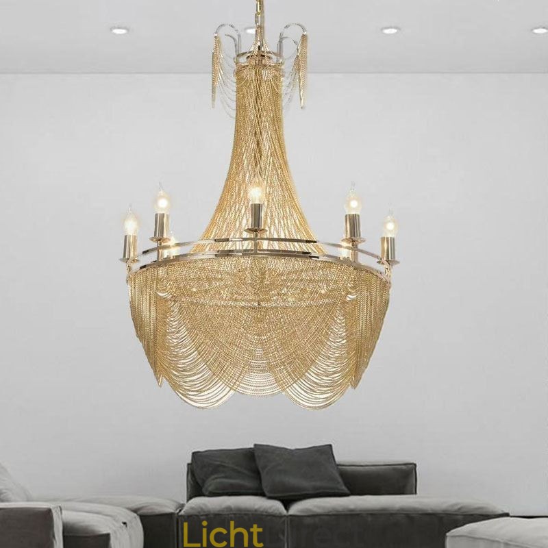 Aluminium ketting hanglamp creatieve lamp luxe kwast decoratieve lamp goud zilver
