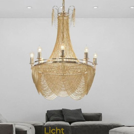 Aluminium ketting hanglamp creatieve lamp luxe kwast decoratieve lamp goud zilver Aluminium ketting hanglamp creatieve lamp luxe kwast decoratieve lamp goud zilver