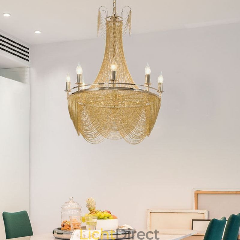 Aluminium ketting hanglamp creatieve lamp luxe kwast decoratieve lamp goud zilver