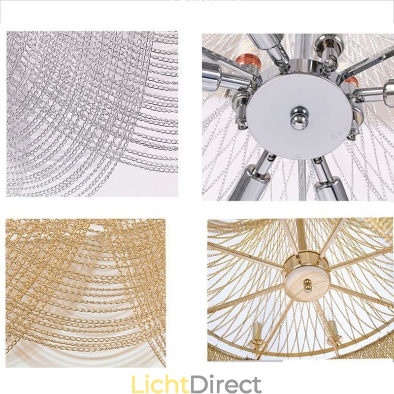 Aluminium ketting hanglamp creatieve lamp luxe kwast decoratieve lamp goud zilver