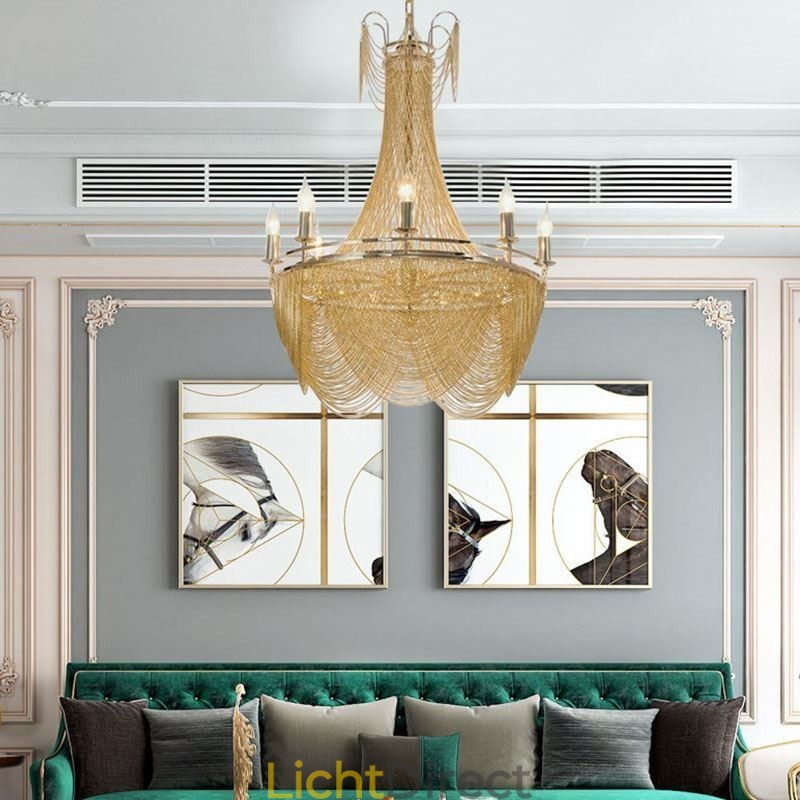 Aluminium ketting hanglamp creatieve lamp luxe kwast decoratieve lamp goud zilver