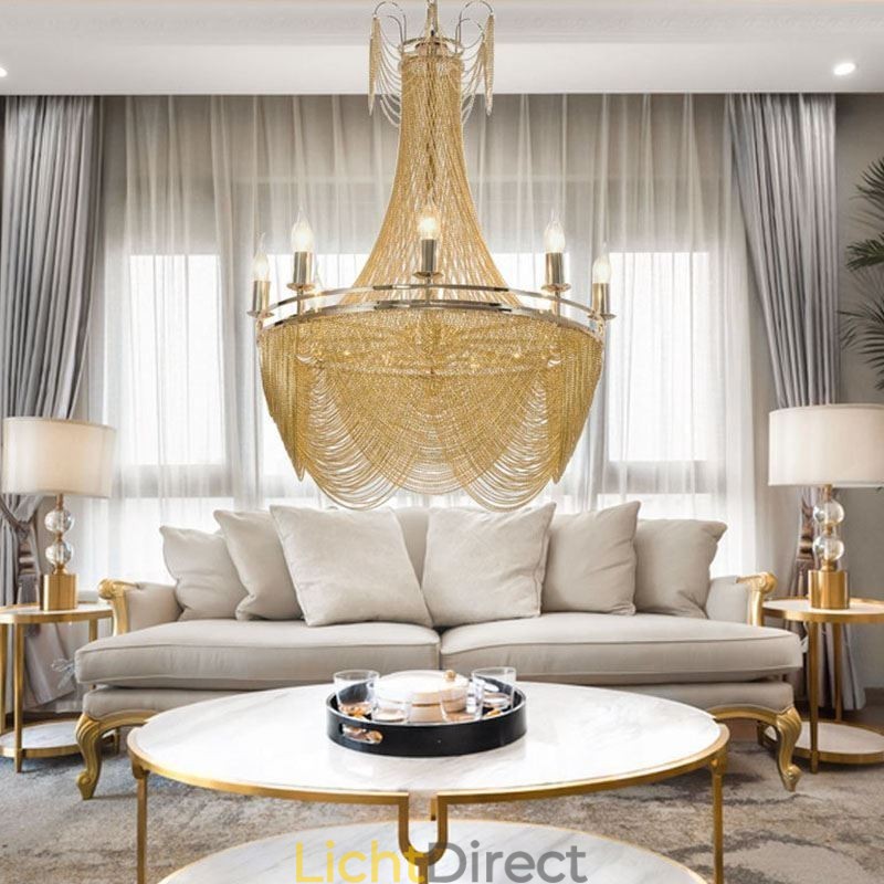 Aluminium ketting hanglamp creatieve lamp luxe kwast decoratieve lamp goud zilver