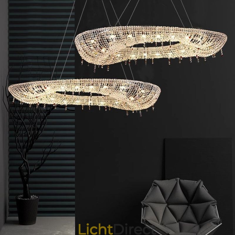 Kristallen hanglamp moderne luxe ovale plafondlamp