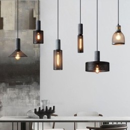 Zwarte hanglamp Cementroosterlamp Landelijke Retro Plafondlamp