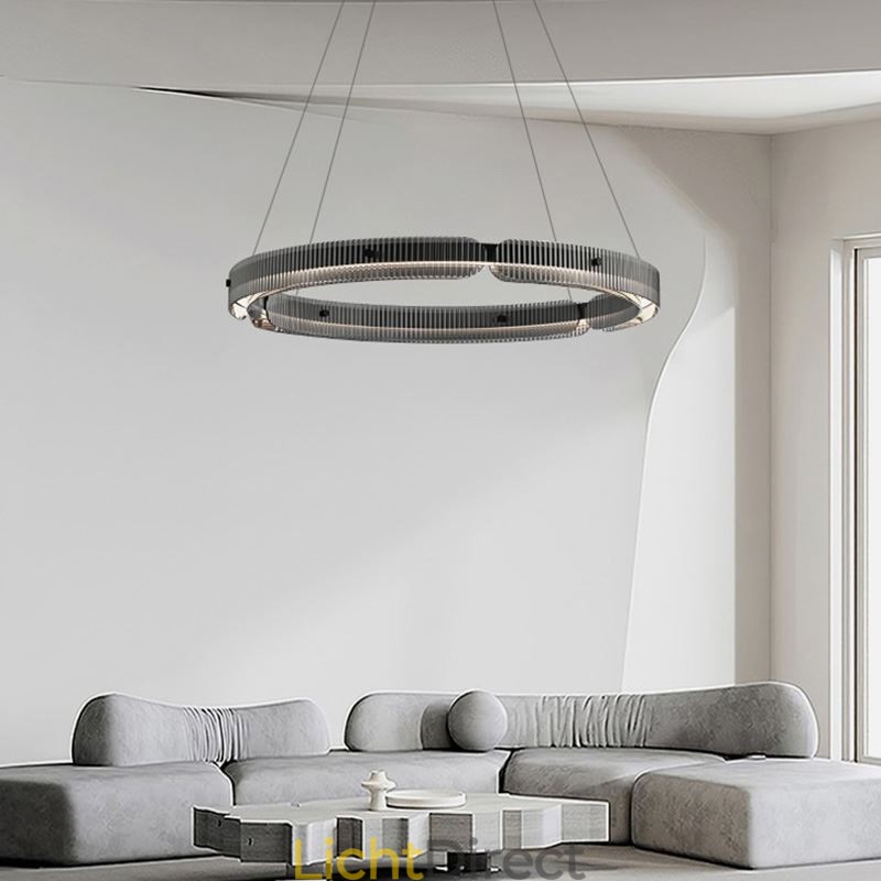 Cirkelvormige hanglamp 60 80CM glazen plafondlamp traploos dimbaar met afstandsbediening