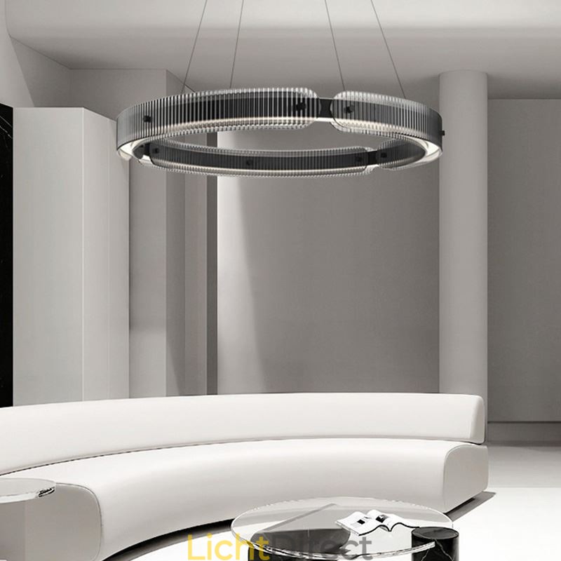 Cirkelvormige hanglamp 60 80CM glazen plafondlamp traploos dimbaar met afstandsbediening