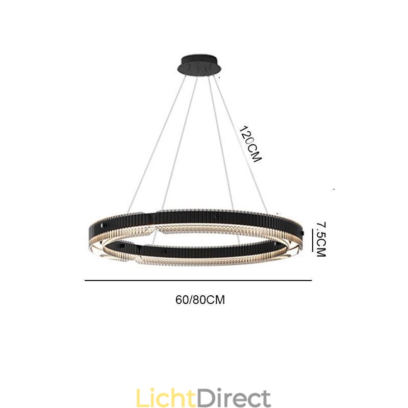 Cirkelvormige hanglamp 60 80CM glazen plafondlamp traploos dimbaar met afstandsbediening