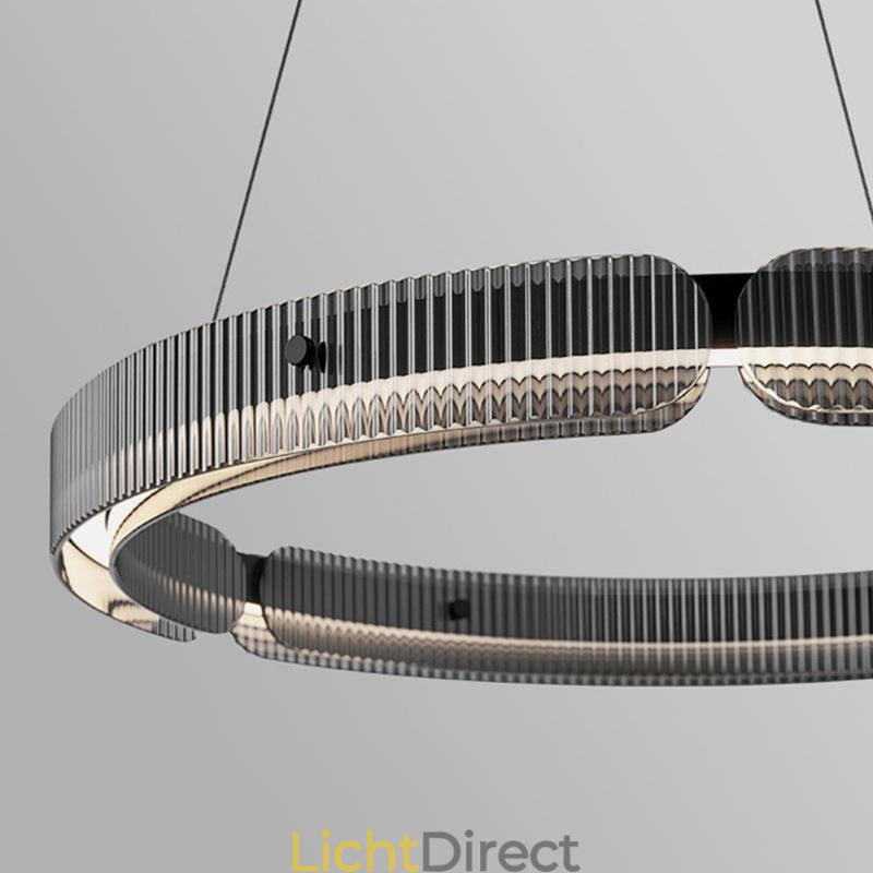 Cirkelvormige hanglamp 60 80CM glazen plafondlamp traploos dimbaar met afstandsbediening