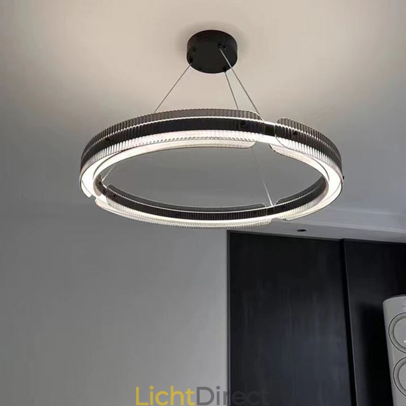 Cirkelvormige hanglamp 60 80CM glazen plafondlamp traploos dimbaar met afstandsbediening