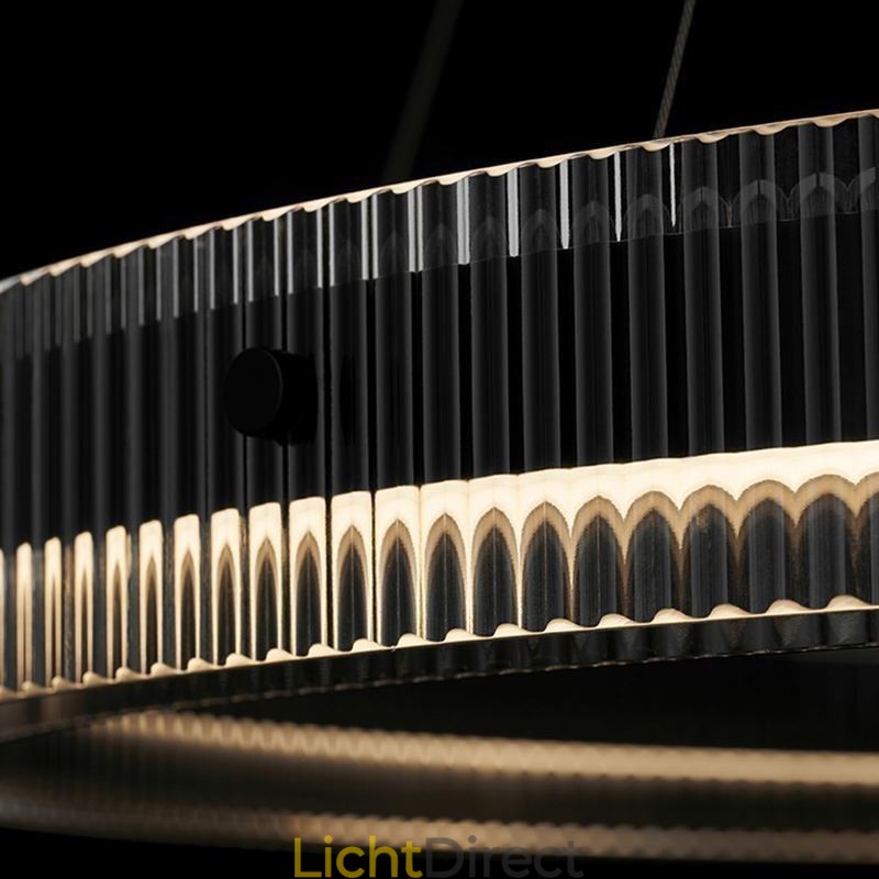 Hanglamp 60+80CM Dubbele Cirkel Glazen Plafondlamp Traploos Dimbaar Met Afstandsbediening