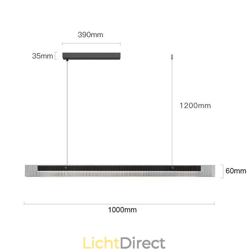 Hanglamp 100CM Glazen Plafondlamp Traploos Dimbaar Met Afstandsbediening