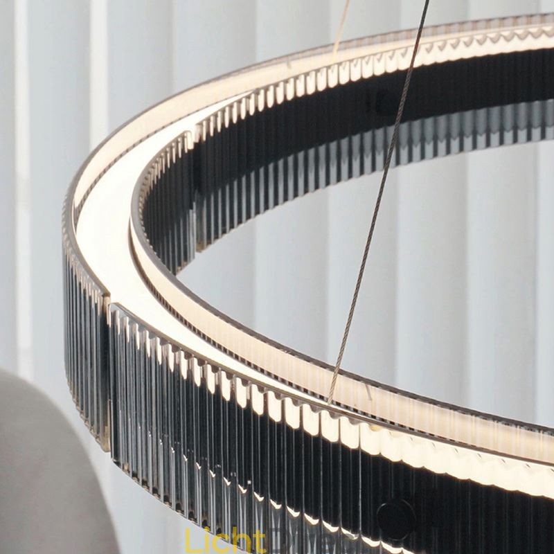 Glazen hanglamp 60 80CM cirkel plafondlamp traploos dimbaar met afstandsbediening