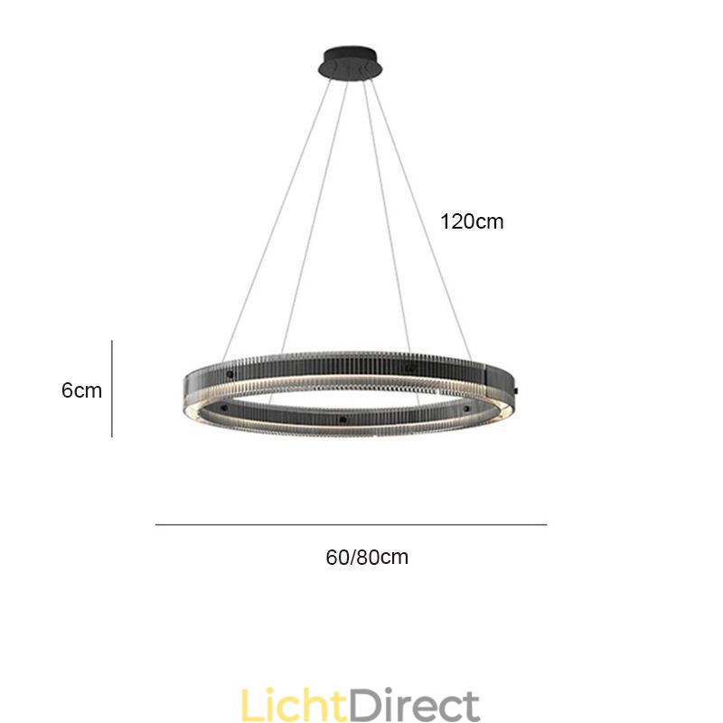 Glazen hanglamp 60 80CM cirkel plafondlamp traploos dimbaar met afstandsbediening