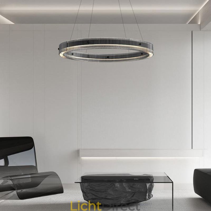 Glazen hanglamp 60 80CM cirkel plafondlamp traploos dimbaar met afstandsbediening