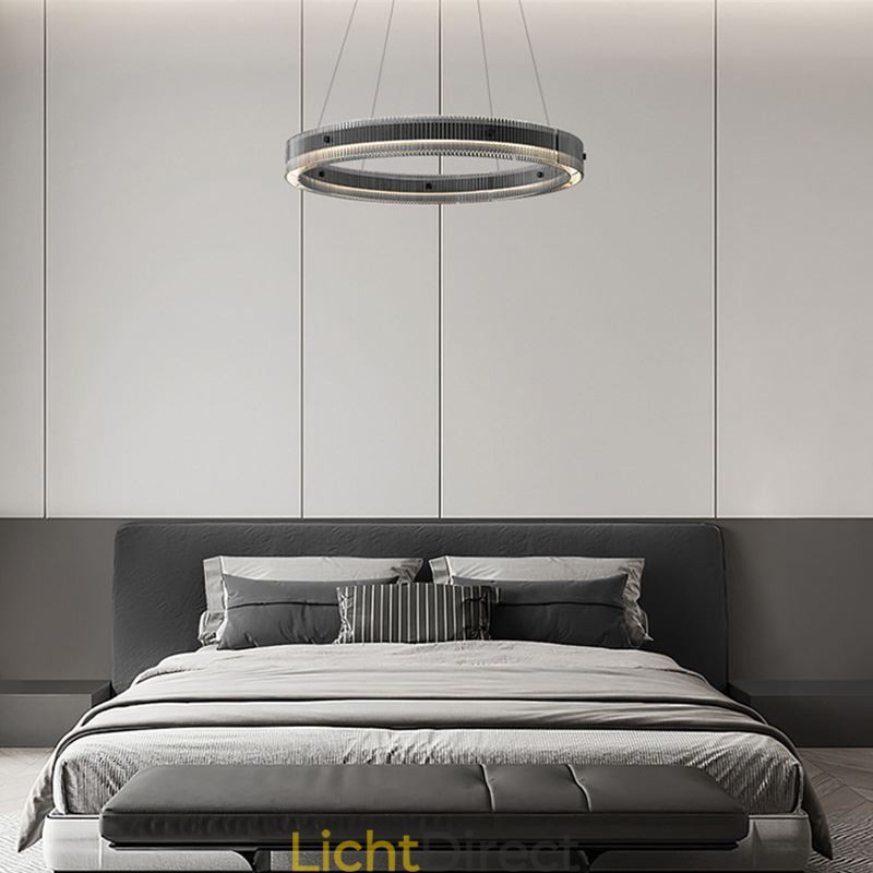 Glazen hanglamp 60 80CM cirkel plafondlamp traploos dimbaar met afstandsbediening