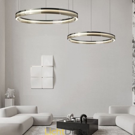 Glazen plafondlamp 60+80CM cirkeldecoratie dubbele cirkel hanglamp trichromatisch dimmen Glazen plafondlamp 60+80CM cirkeldecoratie dubbele cirkel hanglamp trichromatisch dimmen