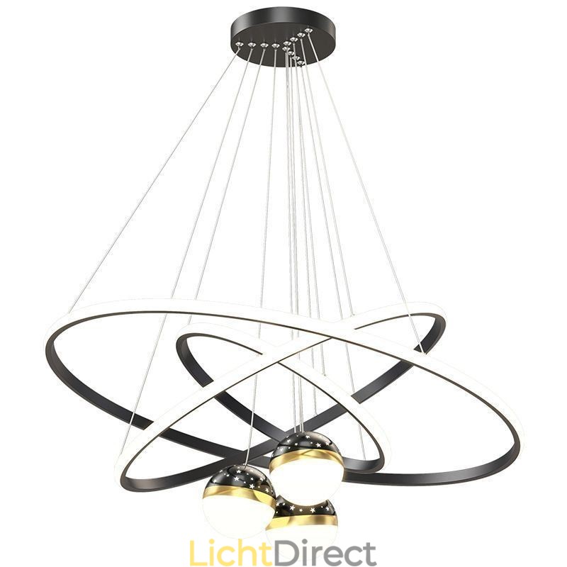 Eenvoudige hanglamp van smeedijzer, siliconen, plafondlamp met drie cirkels