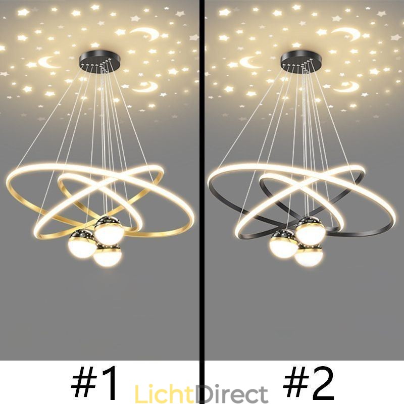 Eenvoudige hanglamp van smeedijzer, siliconen, plafondlamp met drie cirkels