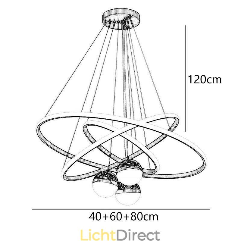 Eenvoudige hanglamp van smeedijzer, siliconen, plafondlamp met drie cirkels