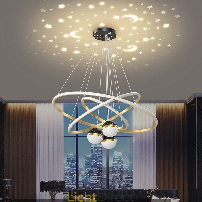Eenvoudige hanglamp van smeedijzer, siliconen, plafondlamp met drie cirkels