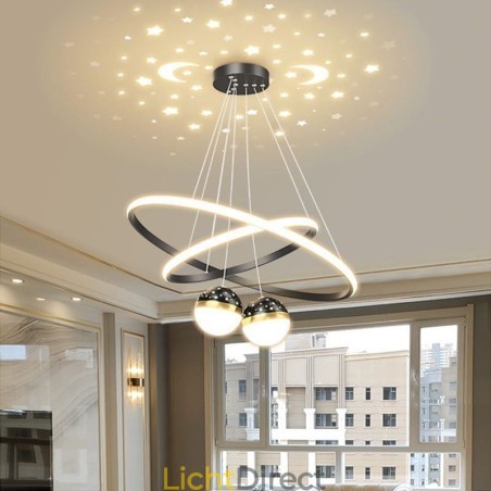Moderne hanglamp van smeedijzer, siliconen, dubbele cirkelvormige plafondlamp Moderne hanglamp van smeedijzer, siliconen, dubbele cirkelvormige plafondlamp