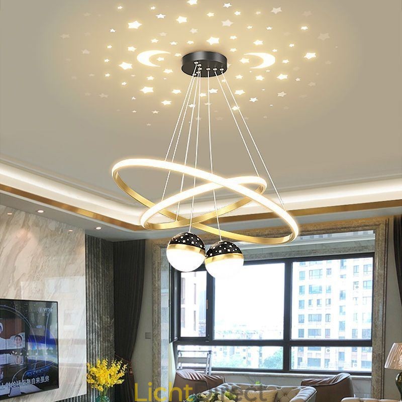 Moderne hanglamp van smeedijzer, siliconen, dubbele cirkelvormige plafondlamp