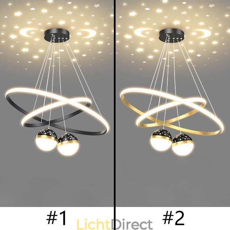 Moderne hanglamp van smeedijzer, siliconen, dubbele cirkelvormige plafondlamp