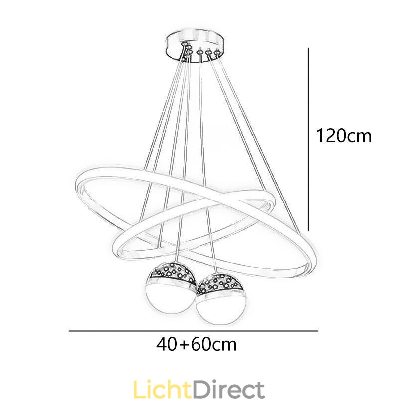 Moderne hanglamp van smeedijzer, siliconen, dubbele cirkelvormige plafondlamp