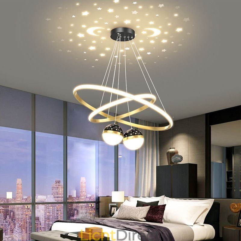 Moderne hanglamp van smeedijzer, siliconen, dubbele cirkelvormige plafondlamp