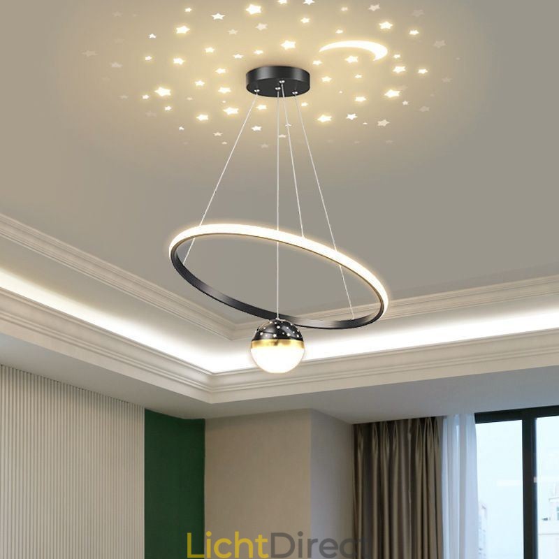 Hanglamp Modern Eenvoudig Smeedijzer Siliconen Enkele Ring Plafondlamp