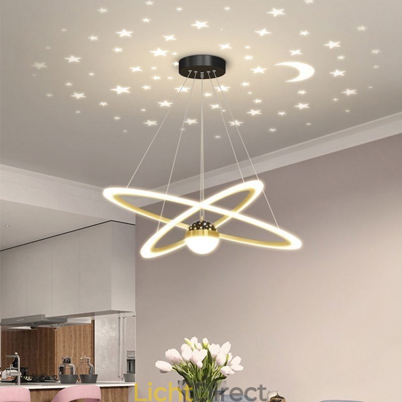 Hanglamp Smeedijzer Acryl Sterrenhemel Ring Plafondlamp
