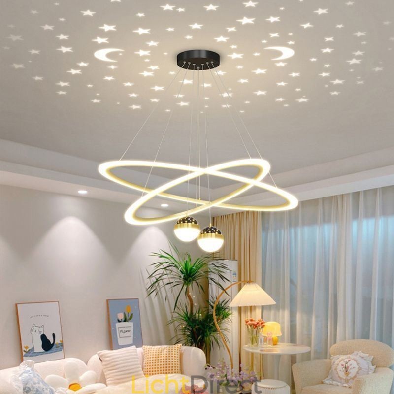 Hanglamp Smeedijzer Acryl Sterrenhemel Ring Plafondlamp