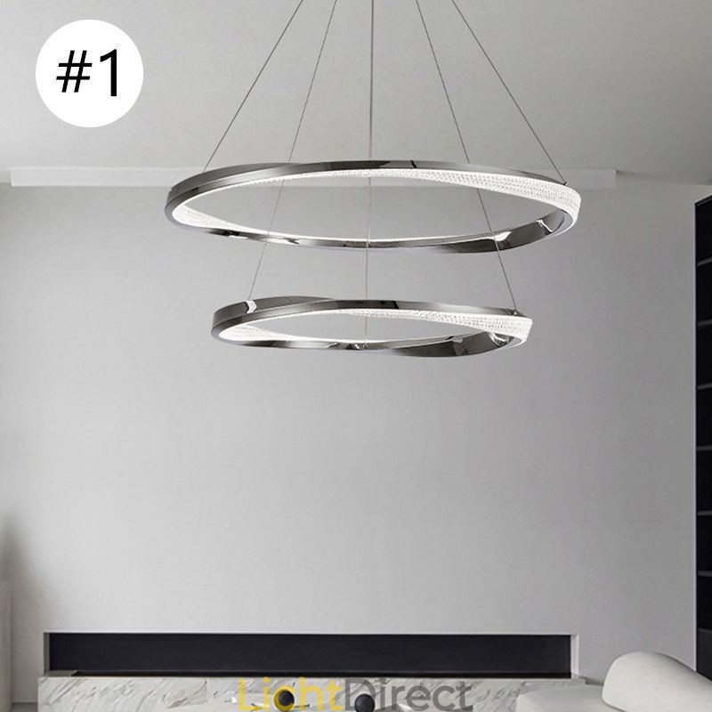 Hanglamp Smeedijzer Acryl Ring Dubbele Cirkel Plafondlamp
