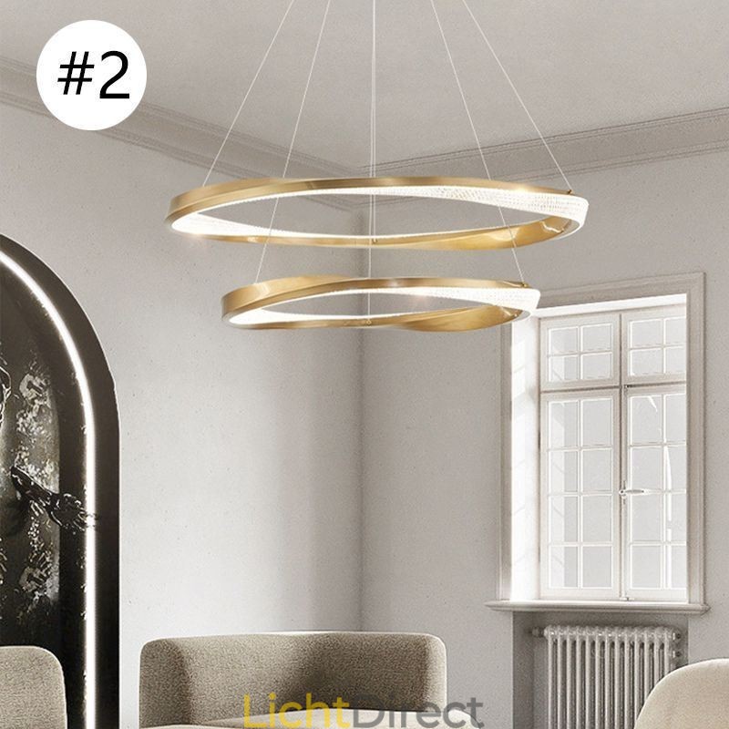 Hanglamp Smeedijzer Acryl Ring Dubbele Cirkel Plafondlamp
