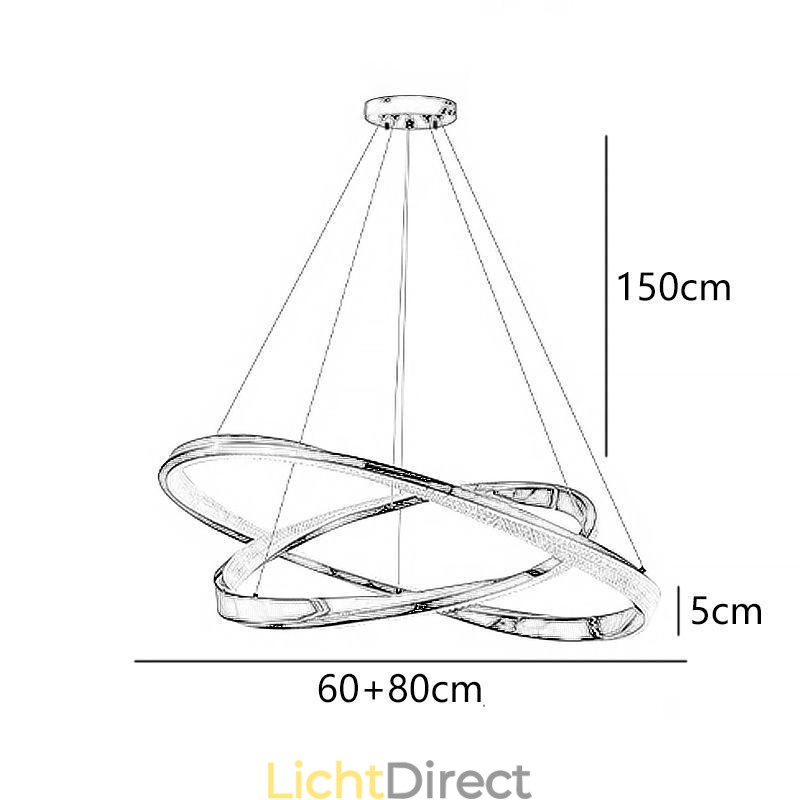 Hanglamp Smeedijzer Acryl Ring Dubbele Cirkel Plafondlamp