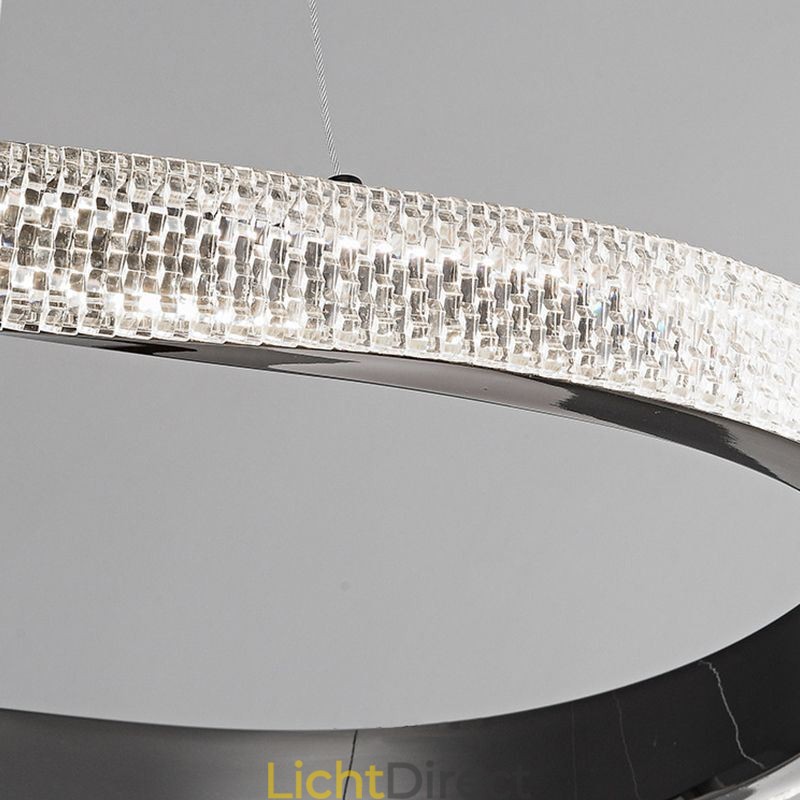 Hanglamp Smeedijzer Acryl Ring Dubbele Cirkel Plafondlamp